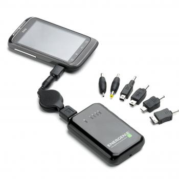 EnerGenie Chargenie 2500 mAh Banco Universal de energía con 6 Consejos Compatible con Nokia, Sony Ericsson, Mini USB, Samsung y dispositivos USB - Negro