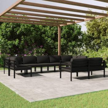 9-Piece Anthracite Aluminum Garden Lounge Set with Cushions