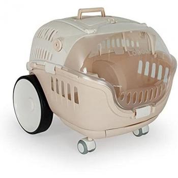 Loboo - Transportín Bubble Sand Beige para Mascotas Pequeñas o Medianas con Cúpula de Alta Visibilidad Asa para Empuje y Base Extraíble con Ruedas Giratorias