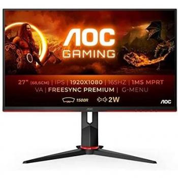 AOC Monitor Gaming C27G2AE- 27 Curved 1500R Full Hd, 165Hz, 1ms, VA, FreeSync Premium, 1920x1080, 250 cd/m, D-SUB, HDMI 2x2.0, Displayport 1x1.2