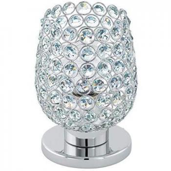 Lámpara de Sobremesa Eglo Bonares 1, Elegante, Acero y Cristal, Cromada, E27, Con Interruptor