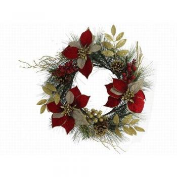 Corona decorativa de Navidad con pino Berna de 40 cm