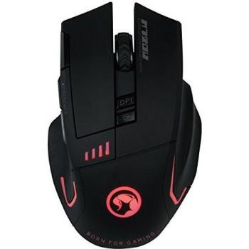 Scorpion - Ratón Inalámbrico, Modelo MA-M720W, Alcance de 10 metros, Incluye 8 Botones Programables, 6 Colores de Luz de LED, Con Batería de 1 x AA, Ratón Gaming, Color Negro