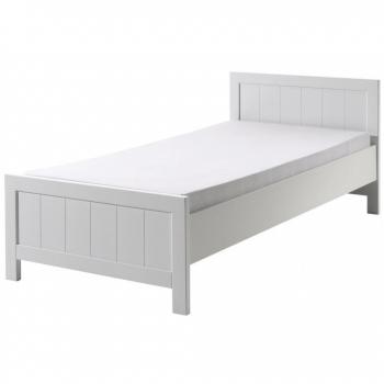 Cama de 90x200 cm con base de pino macizo lacado blanco Erik