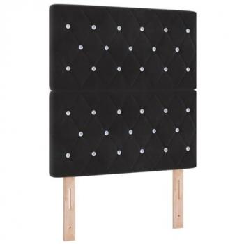 Cabecero LED Negro de 80 cm en Terciopelo con Luz LED y Botones de Cristal, Mueble Moderno para Dormitorio