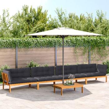5-Piece Acacia Wood Garden Pallet Sofa Set with Cushions