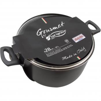 San Ignacio Gourmet - Olla de 28 cm, con tapa de vidrio, color gris oscuro