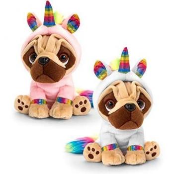 Keel Toys SD2496 20cm Pugsley Rainbow Unicorn 2 Asstd, Pink