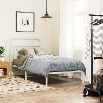 Cabecero de metal blanco con estructura de cama 90x200 cm Vidaxl