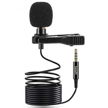 VoJoPi Microfono Solapa, Omnidireccional Lavalier Micrófono de Condensador, Microfono Movil para Podcast/Grabación Entrevista/Videoconferencia/Dicción de Voz/Movil