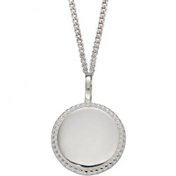 Beginnings Engravable Disc with Millegrain Edge Pendant P5000 - Sterling Silver Female