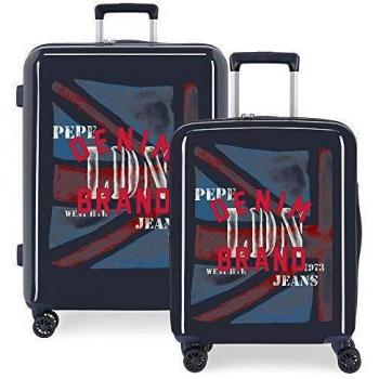 Pepe Jeans Chad Juego de Maletas Azul 55/70 cms Rígida ABS Cierre TSA 119.5L 4 Ruedas Dobles Extensible Equipaje de Mano