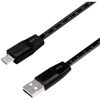 Cable USB 2.0 de carga y sincronización, USB-A a Micro-USB, 1 m con medidor, negro