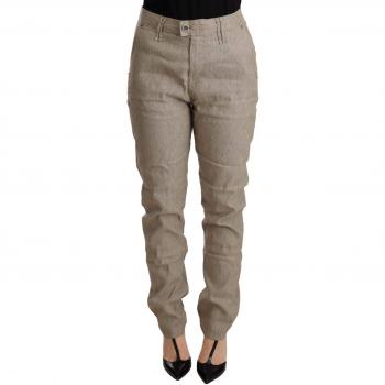 CYCLE Beige Mid Waist Casual Baggy Stretch Trouser - W30
