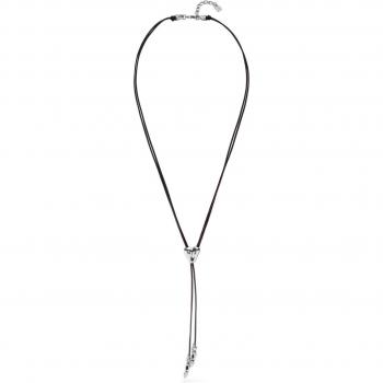 Adjustable Leather Heart Lariat Necklace by UNOde50 - Black/Silver, One Size