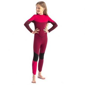 Traje neopreno Jobe Boston 3/2 mm infantil de manga larga rojo y negro, con cremallera trasera, unisex, para bebés de 4 años