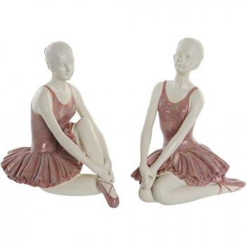 Figura Decorativa DKD Home Decor Romántico Bailarina Ballet 16 x 11 x 17 cm (2 Unidades)