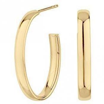 Itemporality Pendientes City, de plata chapado en oro amarillo media caña con tubo oval. SEA-200-152-03