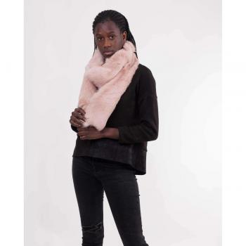 Bufanda de piel natural rosa suave para mujer - Edición limitada