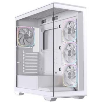 Caja Torre PC Einarex Prisma S700 RGB Blanca, Cristal Templado, Soporte para 9 Ventiladores ATX, Midi Tower