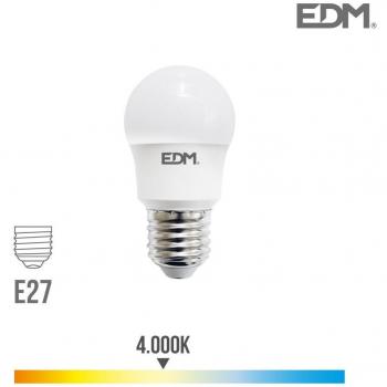 Bombilla Esférica LED E27 8,5W 950lm 4000K Luz Día Ø4,5x8,6cm EDM