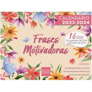 Finocam Calendario de Pared 16 Meses Septiembre 2023-Diciembre 2024 con Imágenes y Frases Motivadoras en Español, Tamaño 300x225 mm