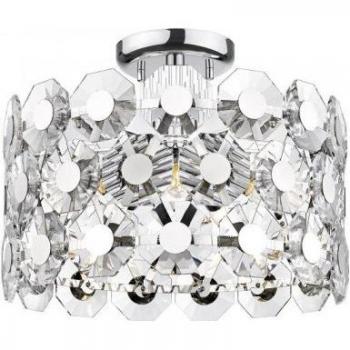Plafón Diseño Bahamas Chrome 5 bombillas 30cm, Semi Empotrado, 5 Luces, Cromo, Cristal