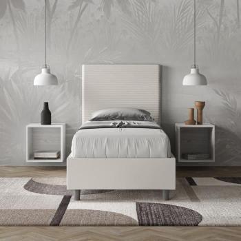 Cama Contenedor Tapizada Símil Piel Blanca 80x190 Focus