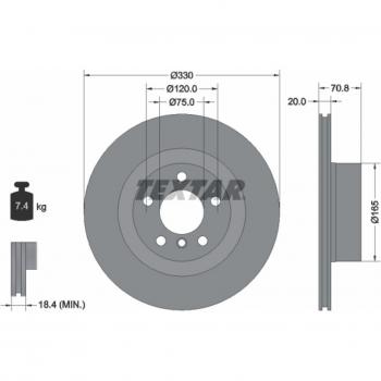 Disco de freno TEXTAR 92256303, ventilado, 1 pieza