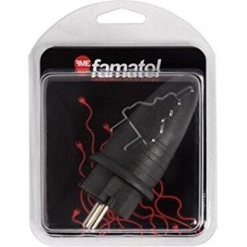 FAMATEL – Clavija goma bipolar | IP44 | Goma termoplástica | TT Lateral | 16A | 250V | Negro