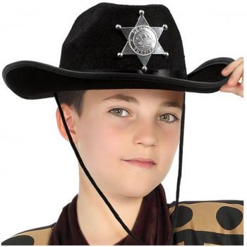 Sombrero de Sheriff negro con estrella infantil