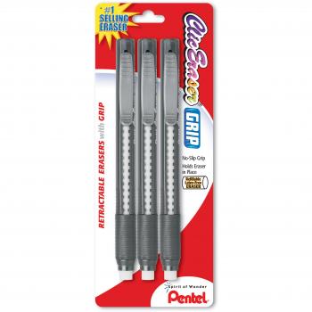 Pentel ZE21BP3K6 Clic l-piz del borrador-Style Grip Borrador, Assorted, 3-Pack