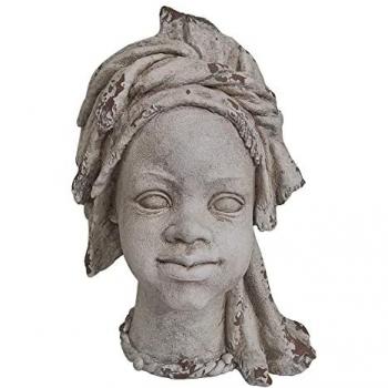 Busto de resina africana 32 x 28 x 46 cm beige