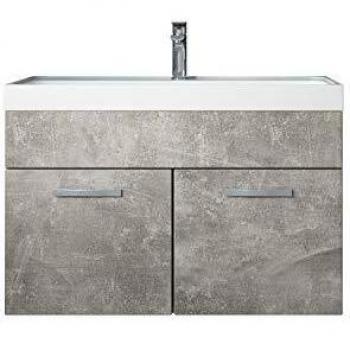 Conjunto de Muebles de Baño Paso 01 80cm - Gris Hormigón - Mueble con Lavabo