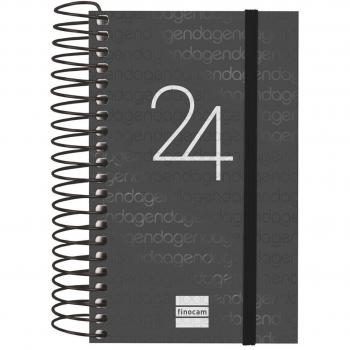FINOCAM Agenda Anual 2024 Year E3 DP Negro Espiral 79x127mm Un Día por Página