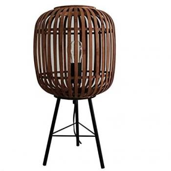 Lámpara de mesa Versa Marrón Metal Tela Bambú (25 x 50 x 25 cm)