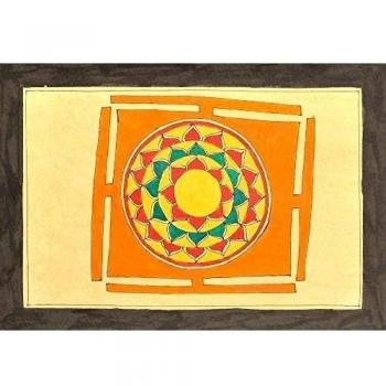 Varuna (Midget) Yantra - Madhubani pintura sobre papel hechas a mano - Folk pintura desde el pueblo de M