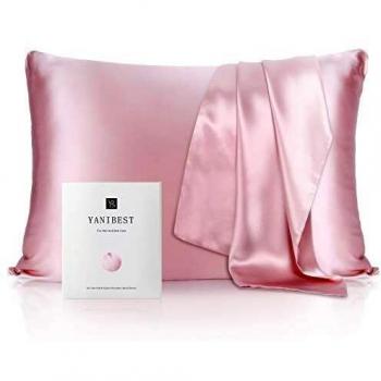 YANIBEST Funda de Almohada Seda Pelo Rizado y Piel, 22 Momme 100% Seda de Morera Ambos Lados Antiarrugas con Cremallera Oculta, 1 Unidad