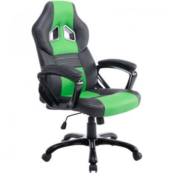 Silla de Oficina Gaming Ajustable con Ruedas y Mecanismo Basculante en PVC Negro/Verde 100002598