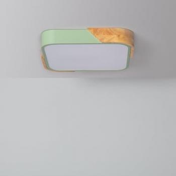 Plafón LED 18W Cuadrado Madera 325x325 mm CCT Seleccionable Semi-Dari Iluzzia Verde Celadón