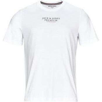 Camiseta de Hombre Jack & Jones Bluarchie en Color Blanco con Logo Central y Mangas Cortas