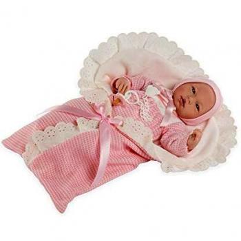 Muñecas Guca- MUÑECA Boutique Nadia, Traje,Capota Y MANTITA Rosa 46 con Mecanismo,