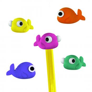 Mustard Bobble Eyes - Gomas de borrar para lápiz con forma de pez de ojos saltones, multicolor