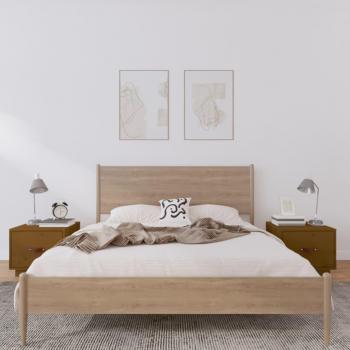 Mesitas de noche 2 unidades madera maciza de pino 40x34x35 cm Natural, Blanco, Gris, Marrón miel - Mesita habitación dormitorio para salón, estudio, mesa auxiliar