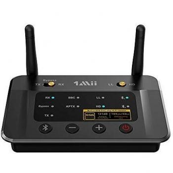 1Mii Receptor Transmisor Bluetooth 5.0 para TV Estéreo, Adaptador Audio Bluetooth HiFi con Audiophile ESS DAC& AptX HD / Baja Latencia, Largo Alcance, Salida/ Entrada óptica/ RCA/ AUX 3,5 mm