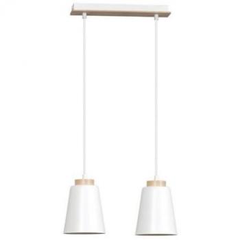 Lámpara de Suspensión Bolero EPIKASA - Acero con recubrimiento de polvo y Madera, Blanco, 40x100x14 cm