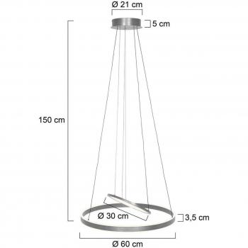 Lámpara colgante LED Ringlux, 3 luces, acero, Ø 60 cm