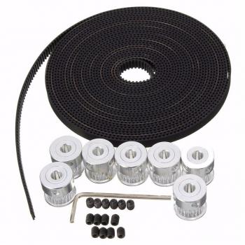 UEETEK Impresora 3D accesorio 8pcs 5mm 20 dientes rueda de polea de sincronización + correa GT2 de 5 m para impresora 3D