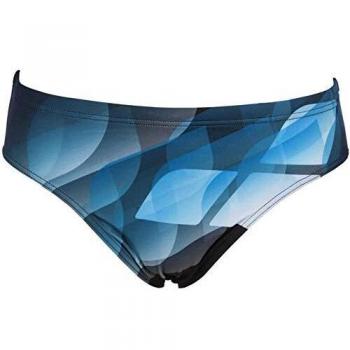 ARENA Bañador Slip Mirrors Brief, Hombre, Black/Turquoise, 85