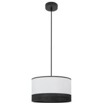 Lámpara Colgante Olga 1xE27 Negro/Blanco con Madera Negra - Dimensiones 30x30 cm